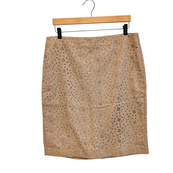 TALBOTS Eyelet Skirt Jacket Suit Tan Neutral Business Polished Set 12 - Picture 3 of 16